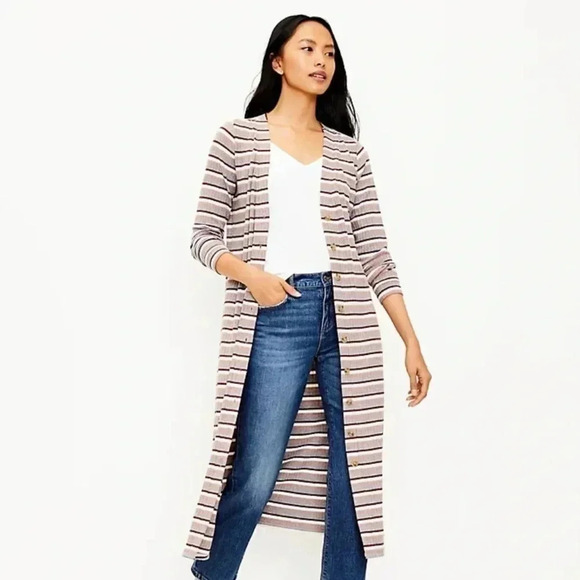 Loft striped button down shirt dress size small - Picture 3 of 11